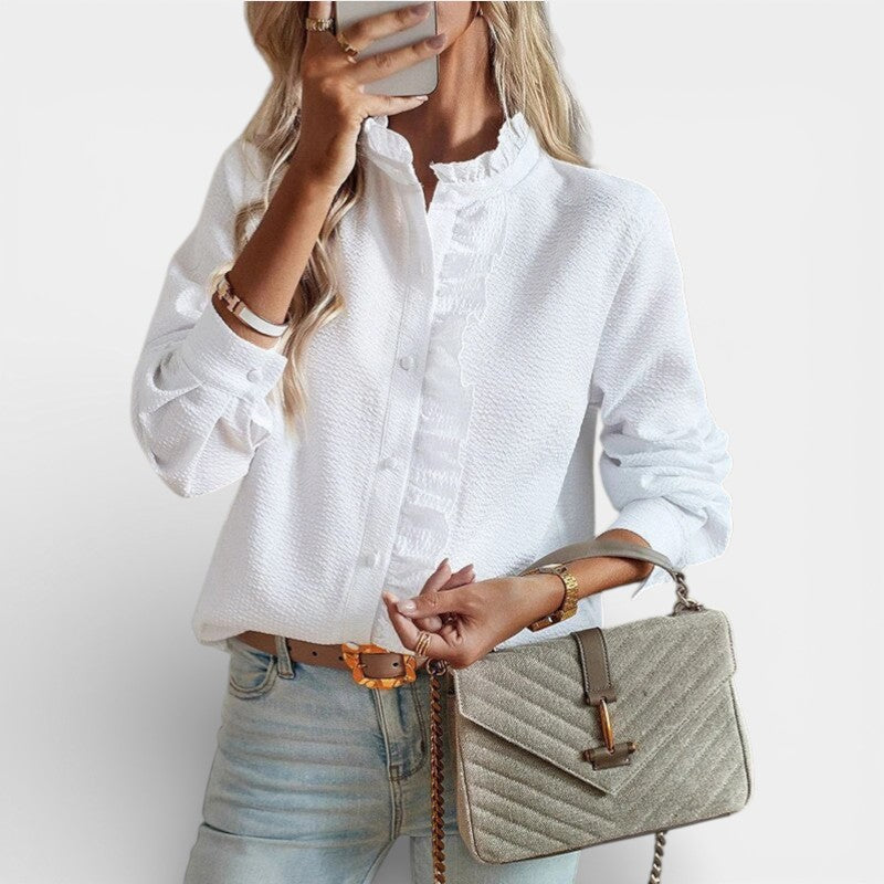 Tereza - Elegantní texturovaná blůza s volány