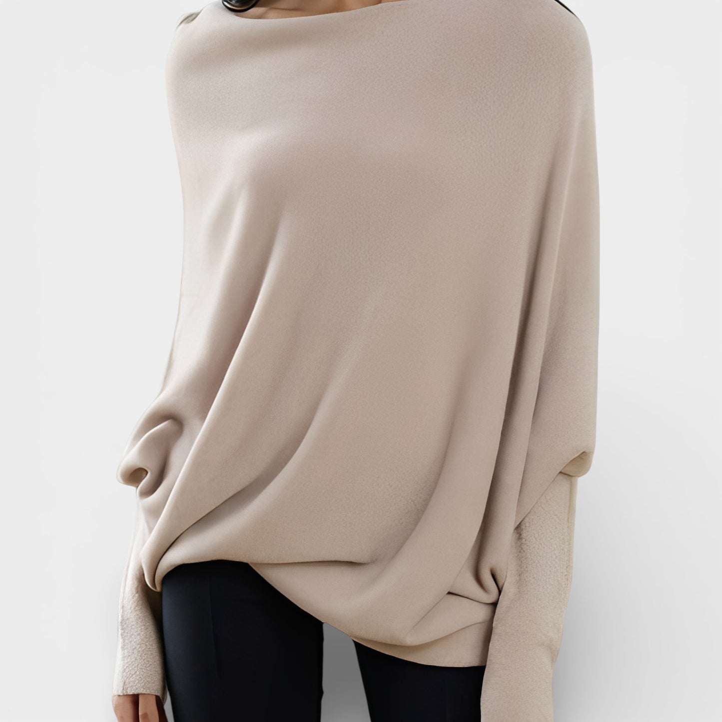 Gabriela – Volný svetr s asymetrickým výstřihem off-shoulder