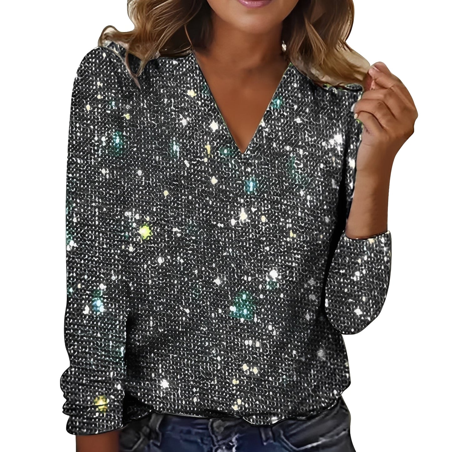 Caroline - Elegantní, třpytivá blůza pro dámy