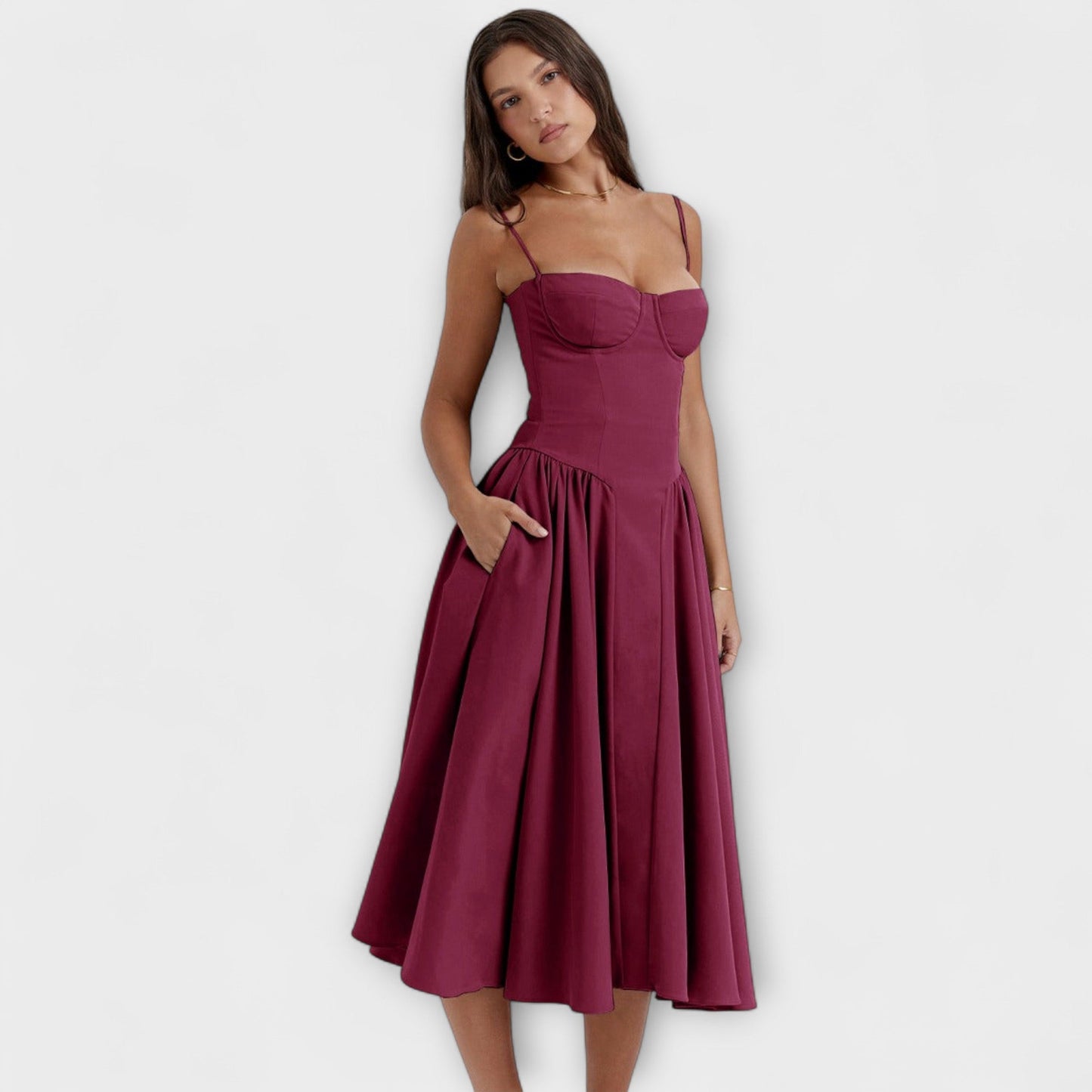 Rosalie - Elegantní bezrukávový korzetový šaty