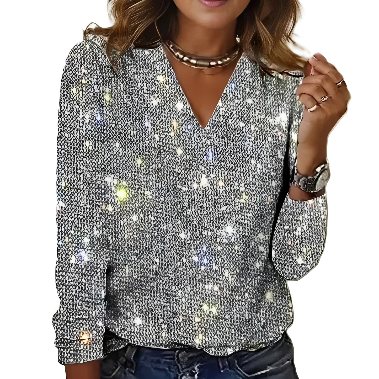 Caroline - Elegantní, třpytivá blůza pro dámy