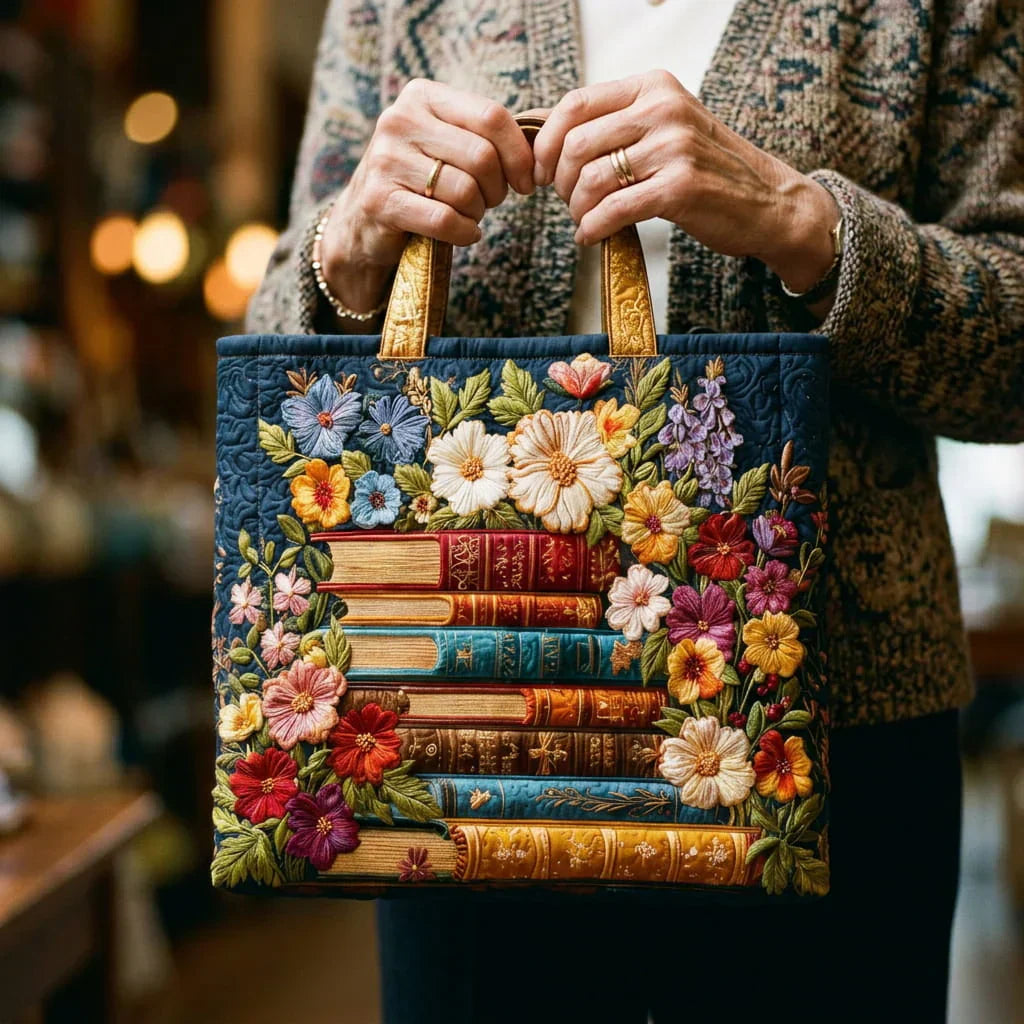 RUČNĚ VYROBENA TAŠKA - KNIHOVNA KVĚTIN