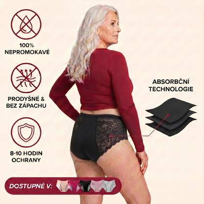 Rosa™ – dámské savé kalhotky s krajkou proti únikům, až 24 ml