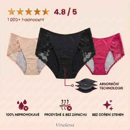 Rosa™ – dámské savé kalhotky s krajkou proti únikům, až 24 ml