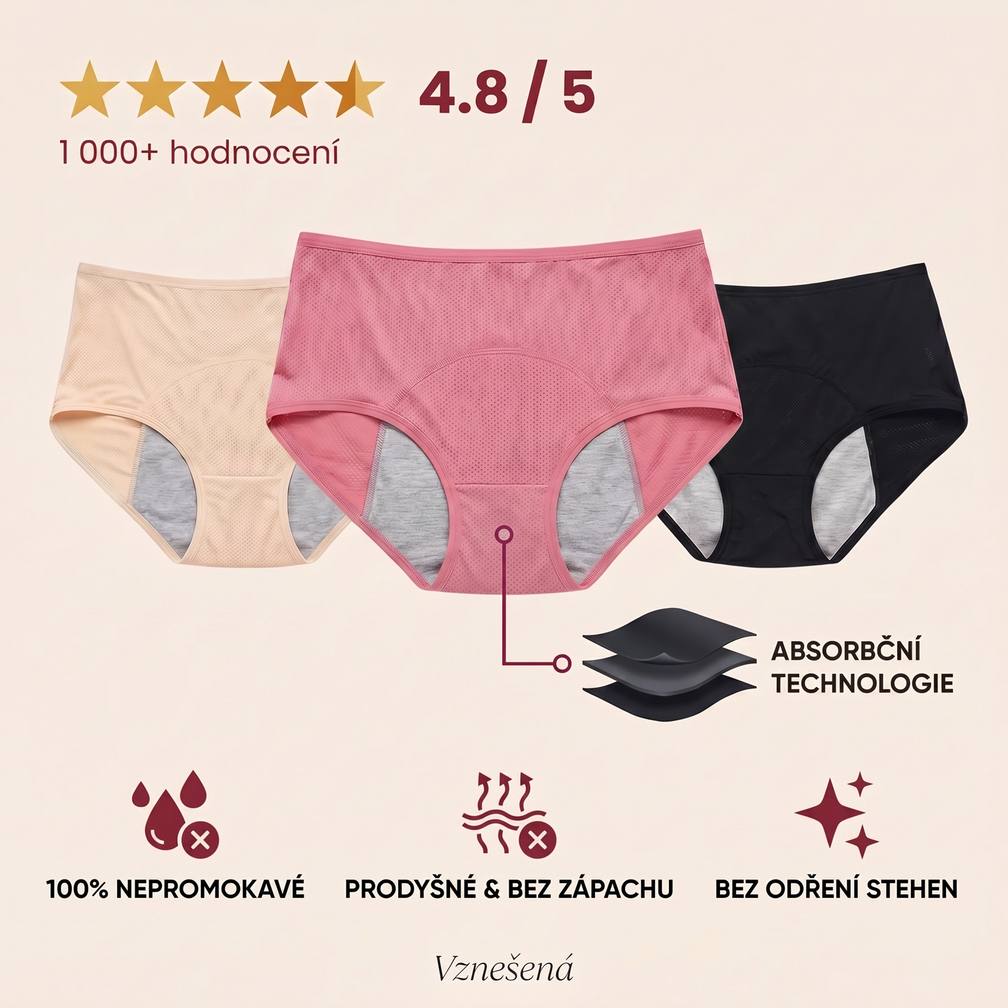 Nela™ – dámské savé kalhotky pro lehké úniky, až 24 ml